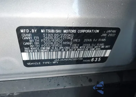 2022 Mitsubishi Outlander Black Edition S-Awc/Se 2.5 S-Awc/Se Launch Edition S-Awc z USA, uszkodzony, nr VIN JA4J4UA83NZ065166